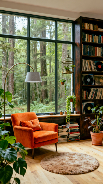 森系书房阅读角落室内设计