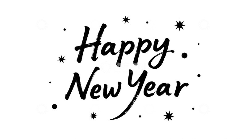 高清大图下载【趣麦麦图】点缀手写Happy New Year图