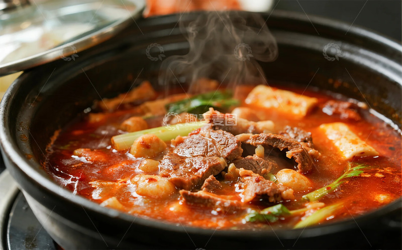 高清大图下载【趣麦麦图】热气腾腾红色汤锅美食图