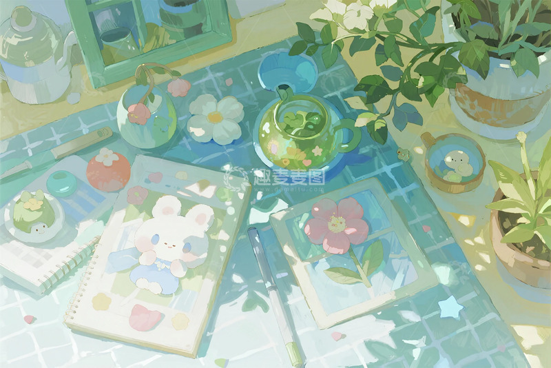 高清大图下载【趣麦麦图】-清新桌面物品治愈插画