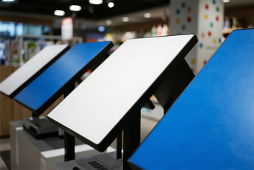 室内蓝白电子屏幕展示图