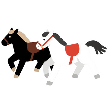 黑白双马奔腾向前图