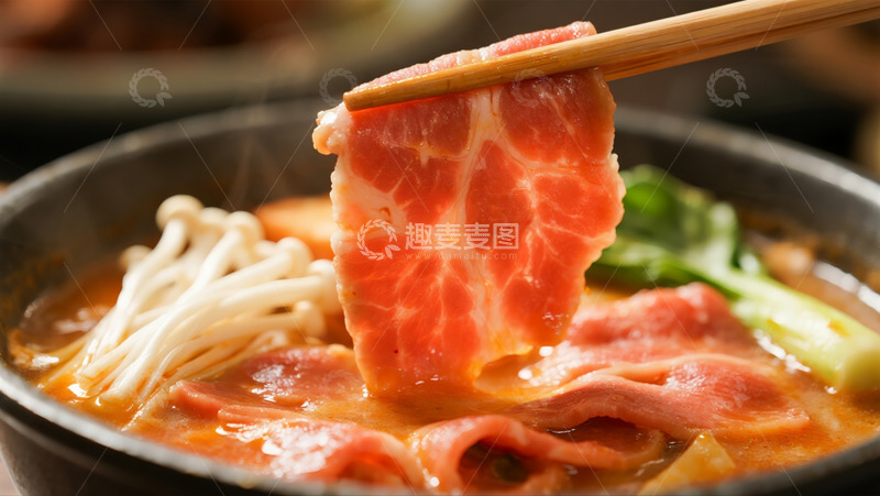 高清大图下载【趣麦麦图】火锅肉片美食特写摄影