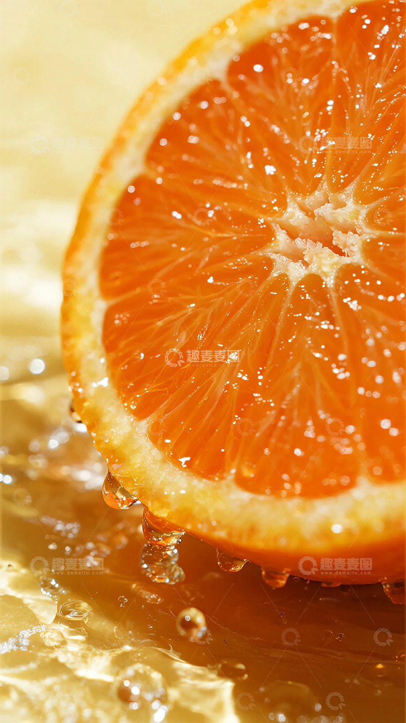 高清大图下载【趣麦麦图】鲜橙切片带水珠特写图