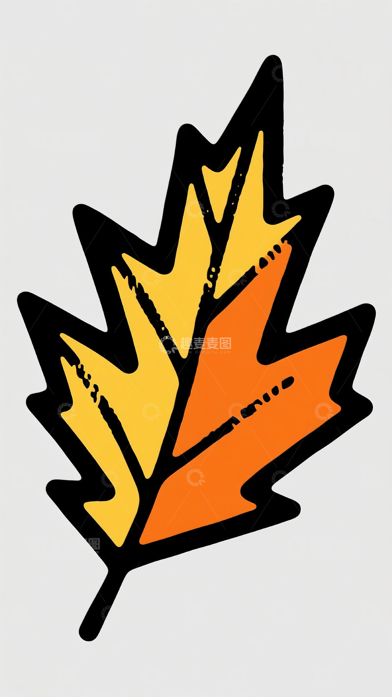 高清大图下载【趣麦麦图】扁平化橙黄枫叶插画