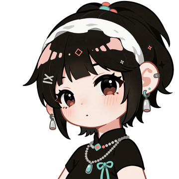 俏皮黑短发卡通女孩插画