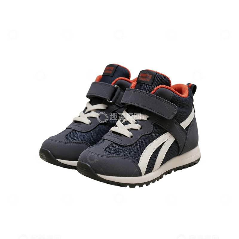 高清大图下载【趣麦麦图】深蓝儿童高帮休闲运动鞋