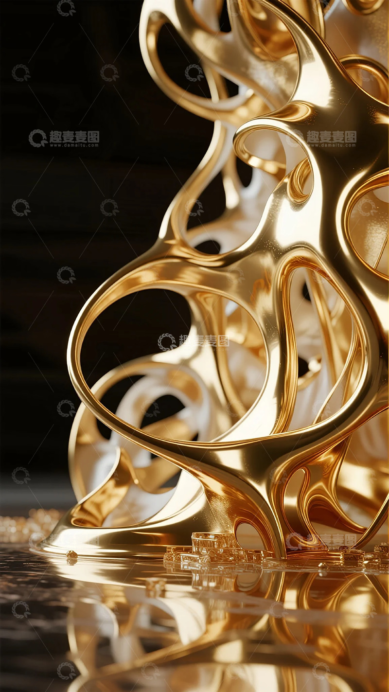 高清大图下载【趣麦麦图】-金色镂空艺术造型特写图