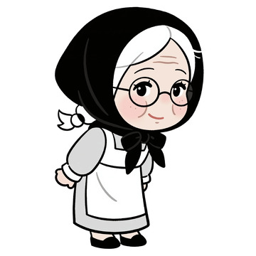 黑巾白围裙老奶奶卡通图