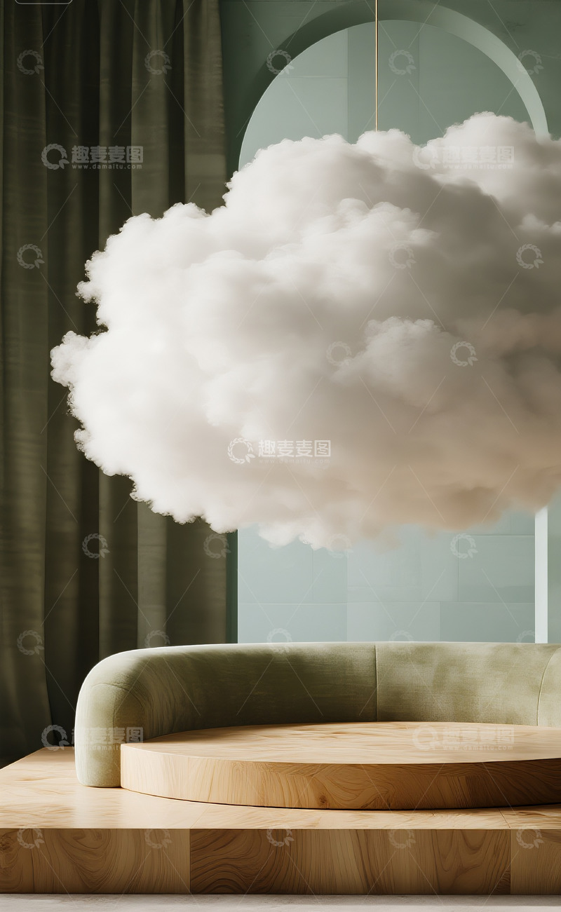 高清大图下载【趣麦麦图】室内温馨棉花云装饰场景