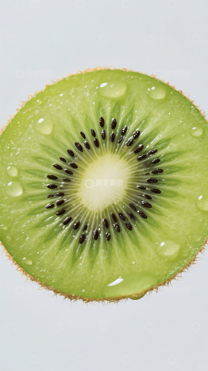 高清大图下载【趣麦麦图】浅灰背景猕猴桃切片特写