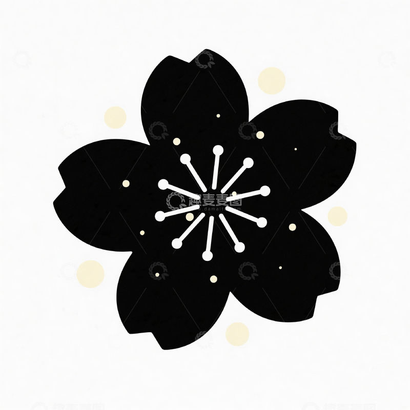高清大图下载【趣麦麦图】黑白扁平花朵装饰图案