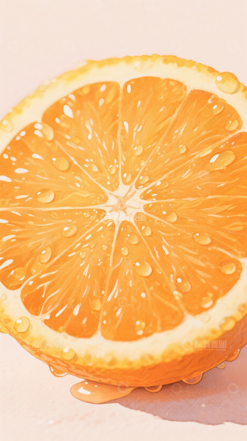 高清大图下载【趣麦麦图】粉色背景橙子切片细节图