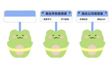 卡通小蛙,打工人贴纸,站牌