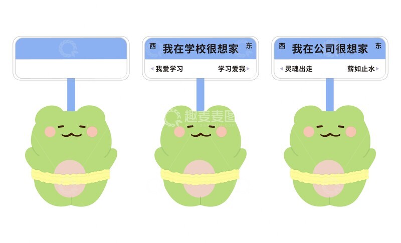卡通小蛙,打工人贴纸,站牌