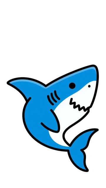 蓝白卡通鲨鱼插画图