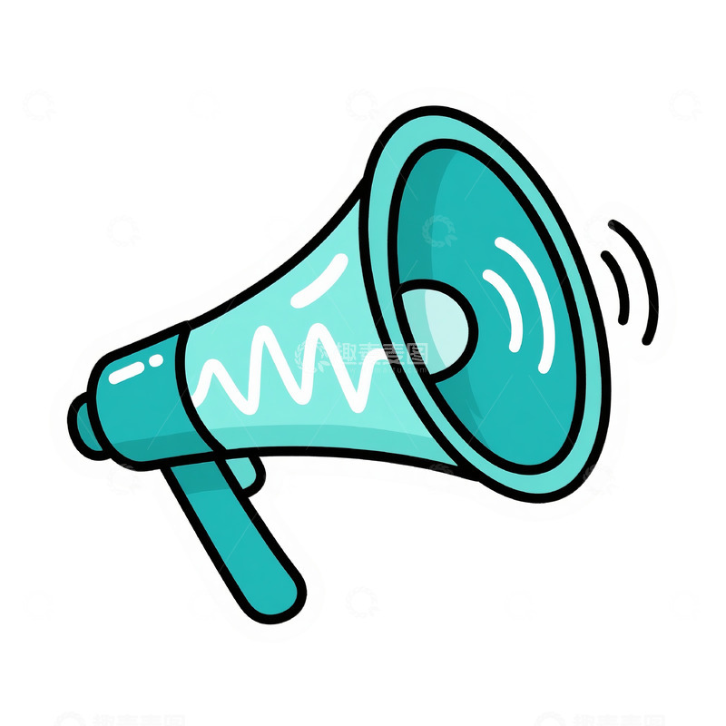 高清大图下载【趣麦麦图】蓝绿卡通声波喇叭插画