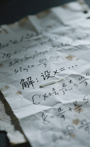 手写数学演算纸特写图