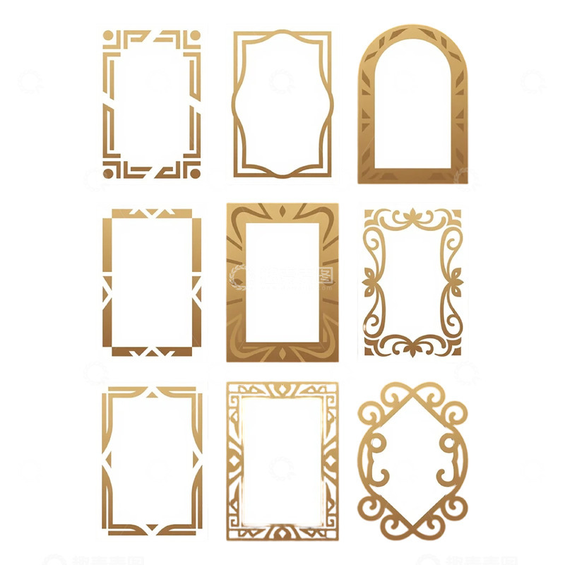 高清大图下载【趣麦麦图】多款式金色装饰边框组图