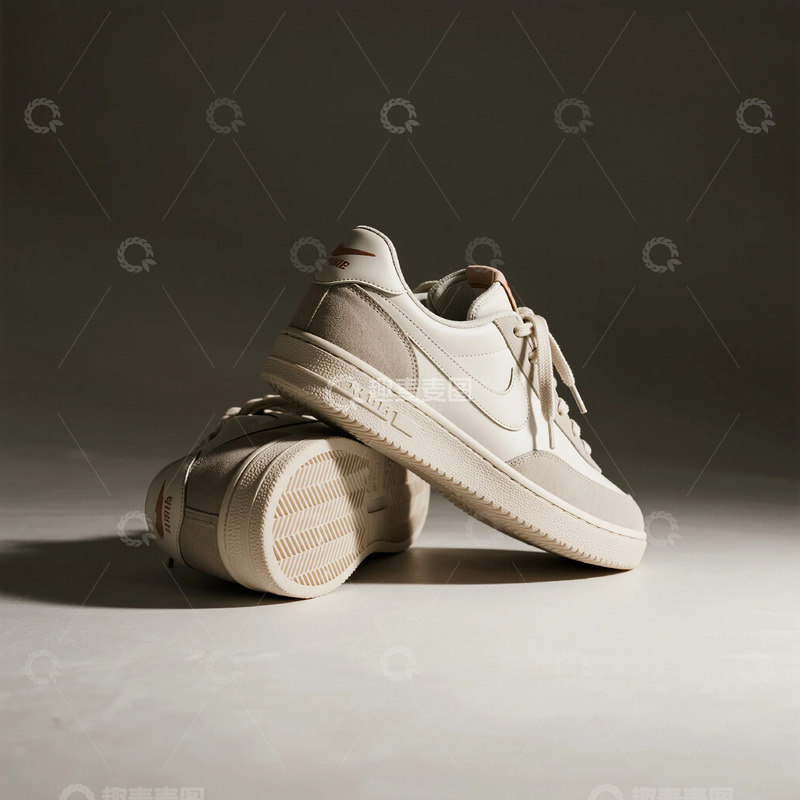 高清大图下载【趣麦麦图】米白色休闲板鞋静物图