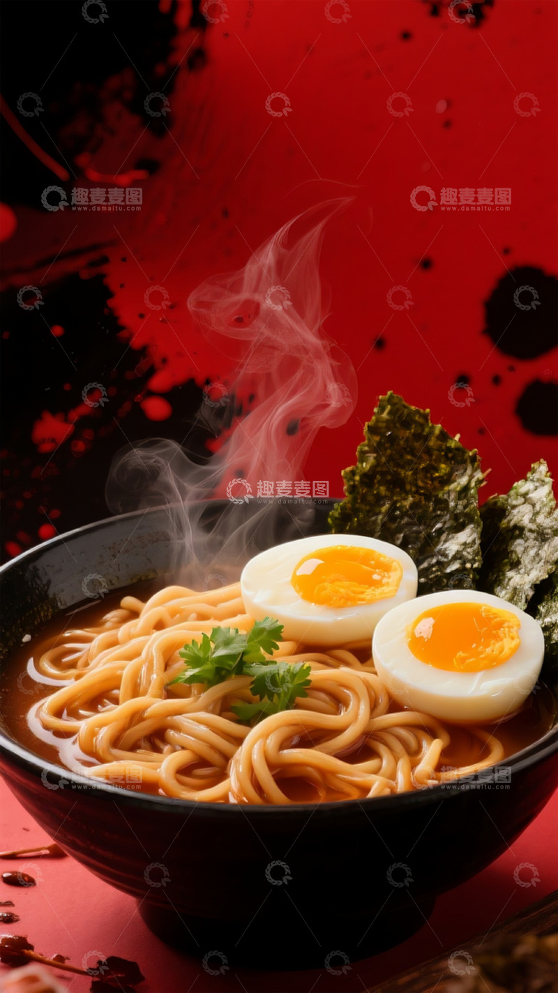 高清大图下载【趣麦麦图】日式溏心蛋拉面美食图