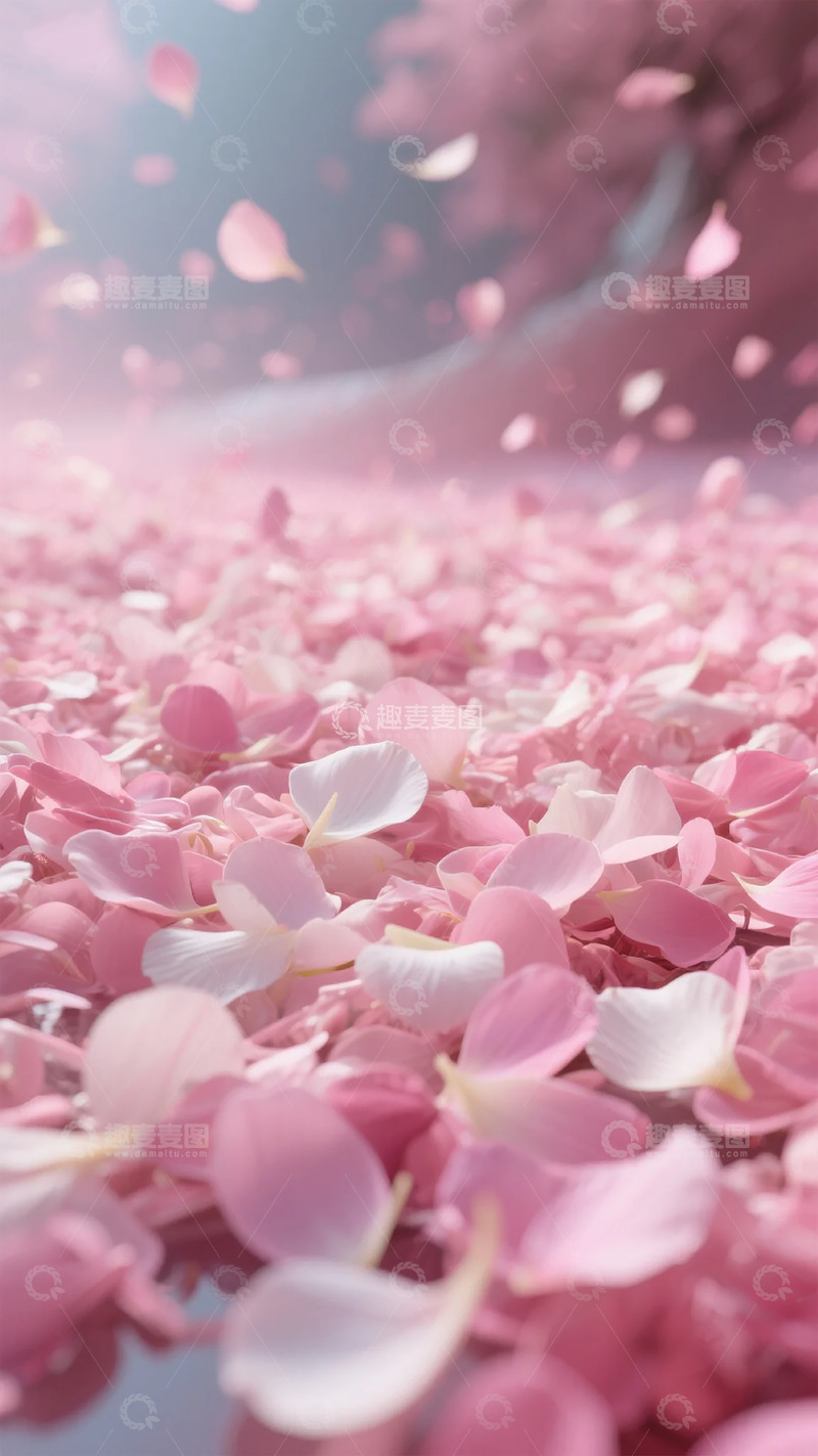 高清大图下载【趣麦麦图】粉色花瓣飘落唯美场景