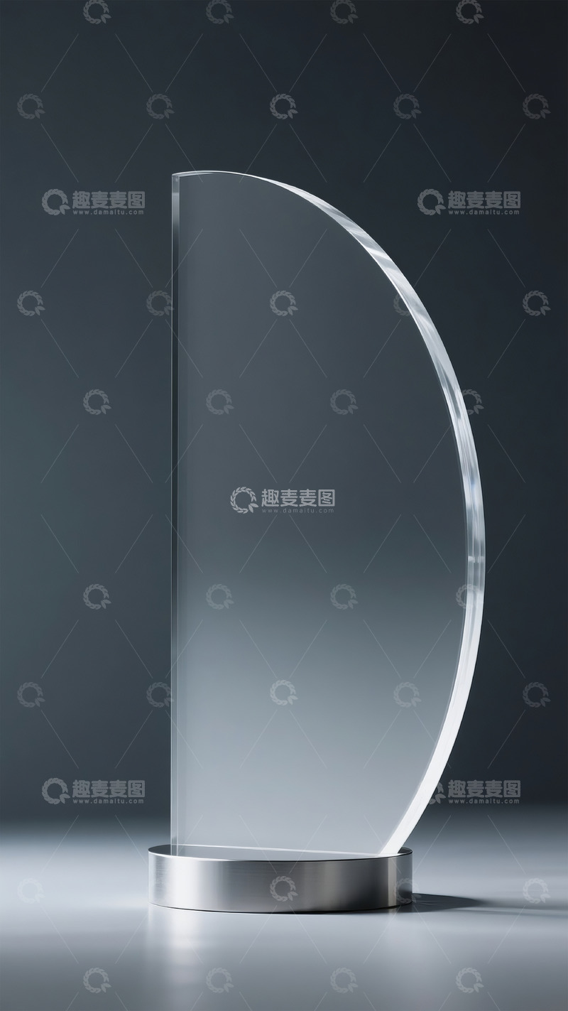 高清大图下载【趣麦麦图】透明弧形奖杯特写图