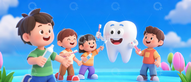 高清大图下载【趣麦麦图】儿童牙科宣传背景图4