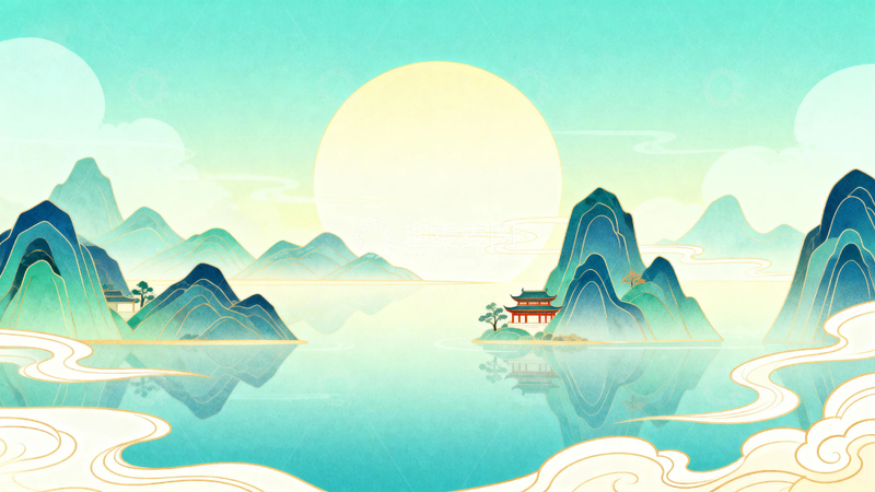 高清大图下载【趣麦麦图】中国风山水背景2