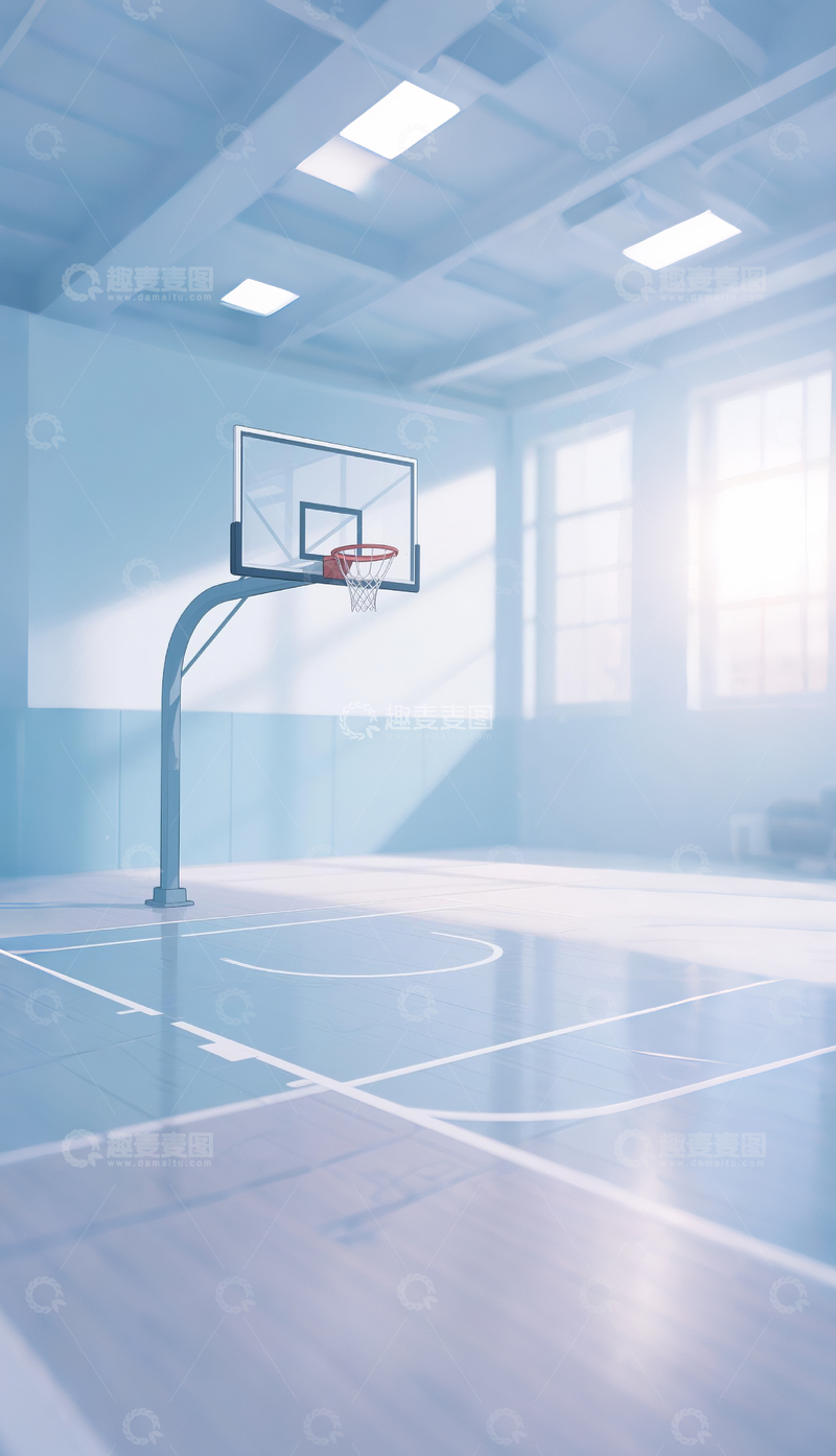 高清大图下载【趣麦麦图】明亮篮球场室内场景摄影