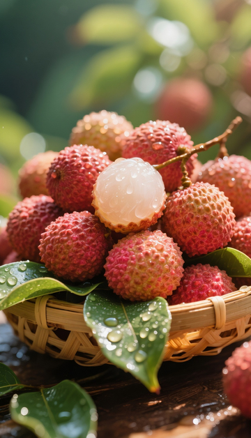 新鲜荔枝特写摄影图片