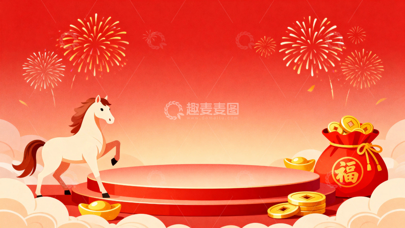 高清大图下载【趣麦麦图】马年喜庆节日背景3