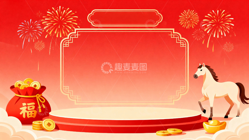 高清大图下载【趣麦麦图】马年喜庆节日背景10