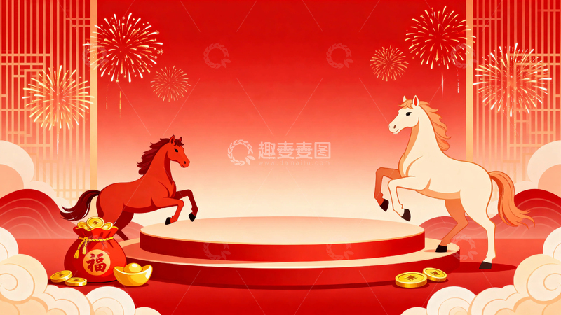 高清大图下载【趣麦麦图】马年喜庆节日背景13