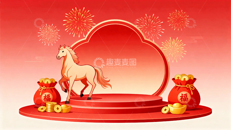 高清大图下载【趣麦麦图】马年喜庆节日背景7