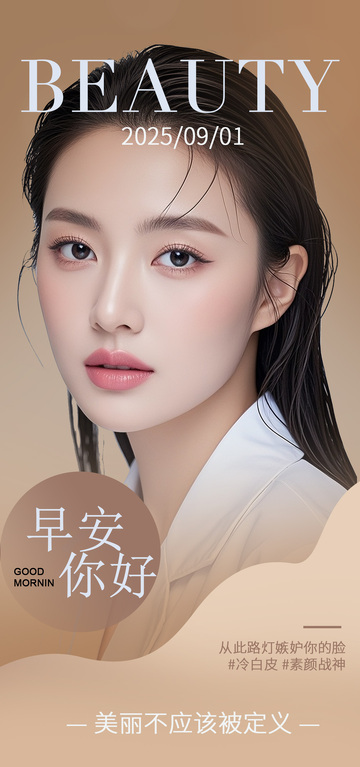 时尚美妆早安海报设计