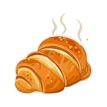 卡通风格金黄可颂面包插画