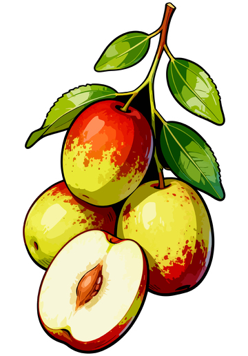 手绘冬枣冬季水果插画