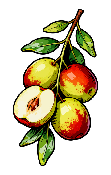手绘水果冬枣插画