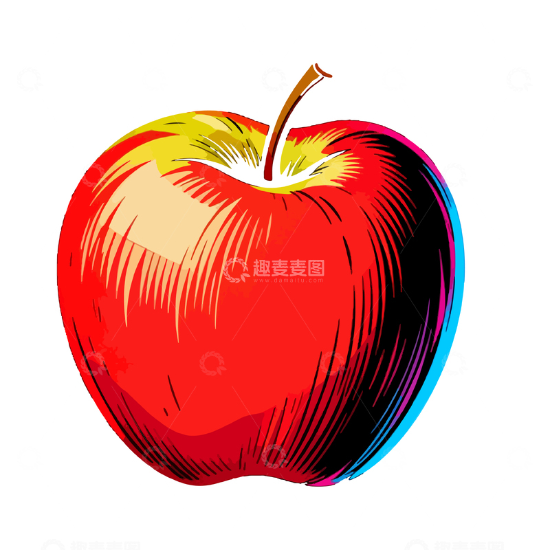 源文件下载【趣麦麦图】彩绘苹果图案设计元素
