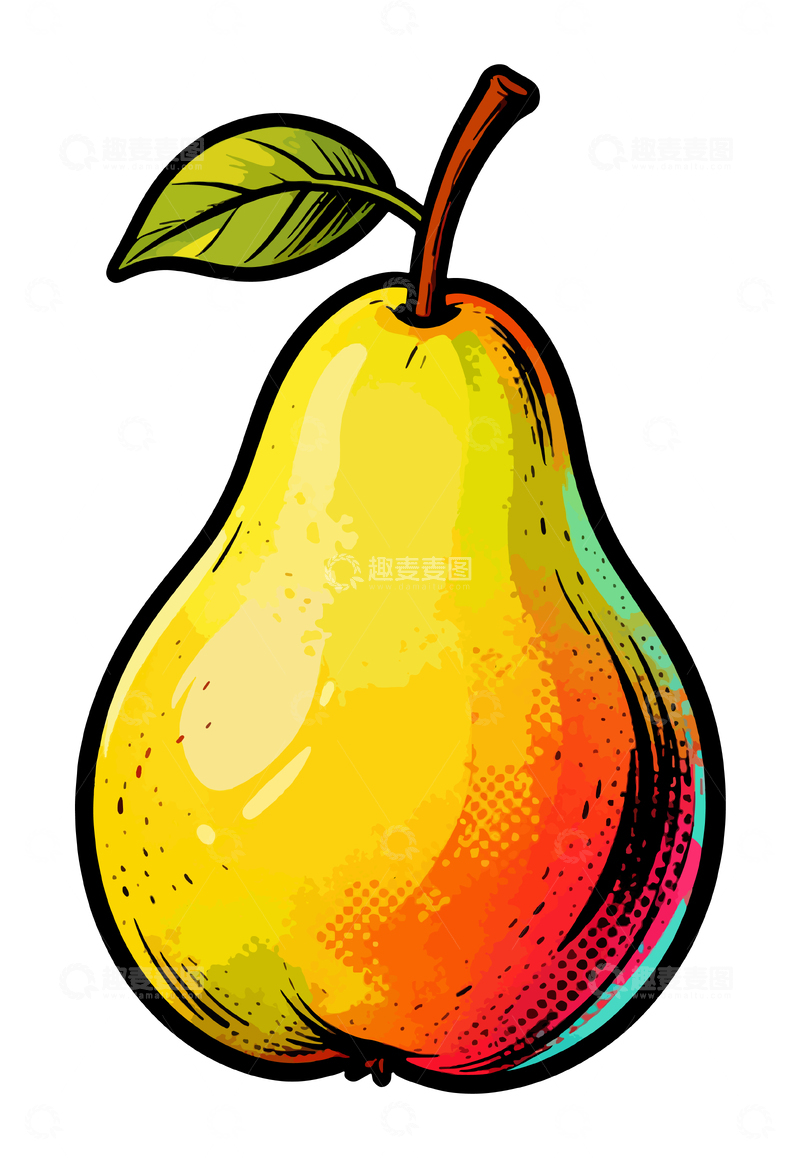 色彩鲜艳梨子插画设计素材