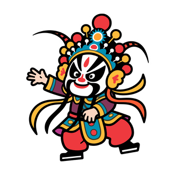 卡通京剧角色形象插画