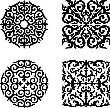 黑白色调复杂花纹装饰图案设计素材