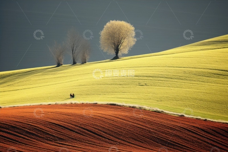 高清大图下载【趣麦麦图】秋季拼色的田野
