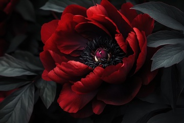 盛开的红色牡丹花