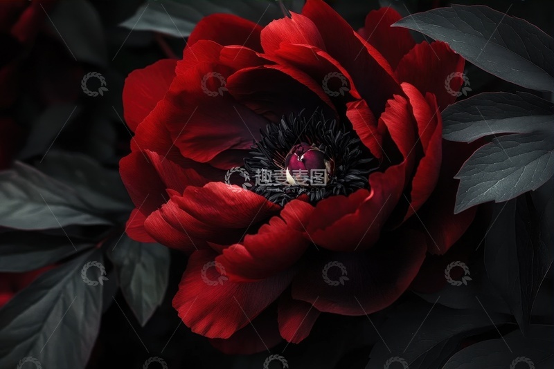 高清大图下载【趣麦麦图】盛开的红色牡丹花