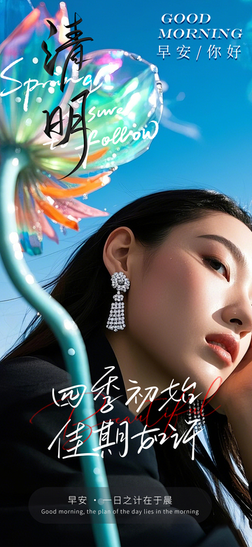春日清新早安海报设计素材