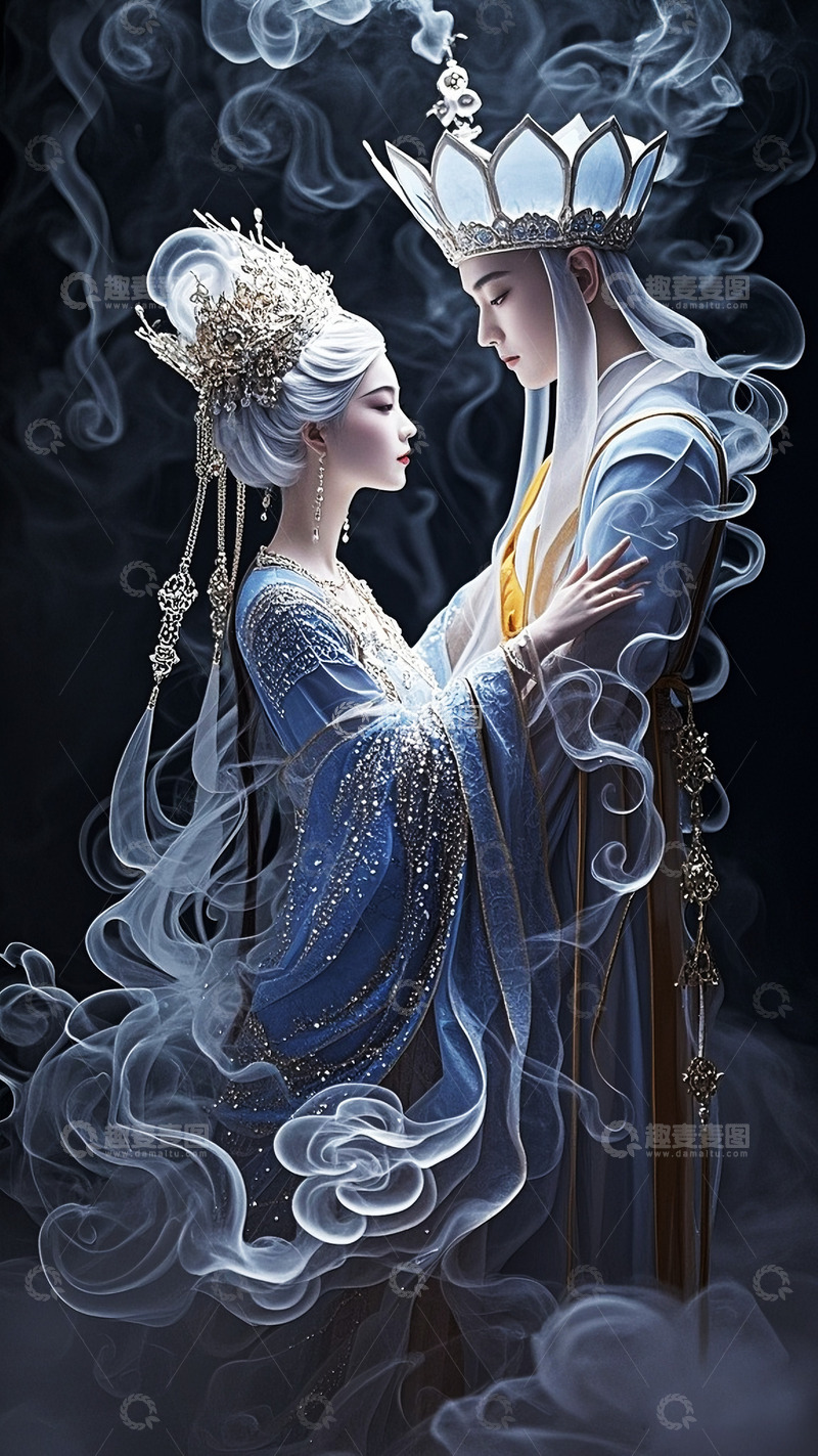 高清大图下载【趣麦麦图】西游记女儿国国王唐僧梦幻插画