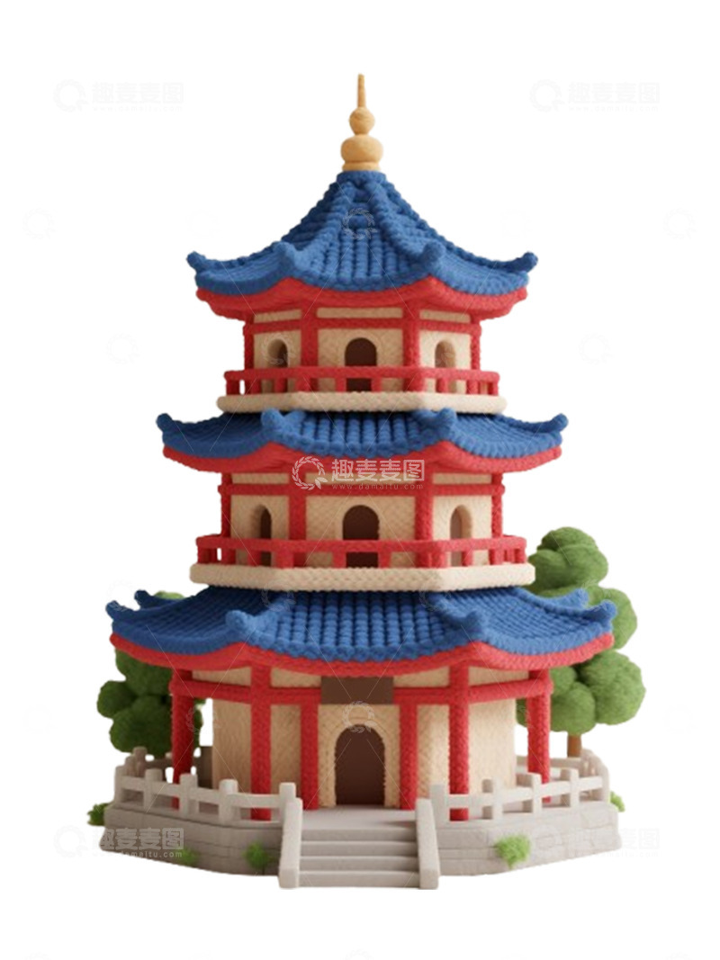 高清大图下载【趣麦麦图】毛线编织杭州西湖雷峰塔2