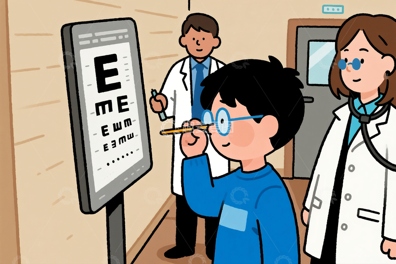 源文件下载【趣麦麦图】-视力检测插画1